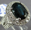 ESTATE LARGE 6.69CT DIAMOND & AAA SAPPHIRE 14KT WHITE GOLD OVAL ENGAGEMENT RING
