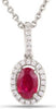 ESTATE .70CT DIAMOND & AAA RUBY 14KT WHITE GOLD 3D OVAL HALO FLOATING PENDANT