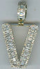 .56CT DIAMOND 14K YELLOW GOLD 3D ROUND & BAGUETTE V INITIAL FUN FLOATING PENDANT