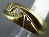 ESTATE .12CT DIAMOND 14K YELLOW GOLD SOLITAIRE MULTI WAVE MENS GYPSY RING #11663