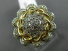 ESTATE LARGE .25CT DIAMOND 14KT TWO TONE GOLD 3D FILIGREE FLOWER MILGRAIN RING