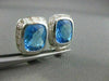 ESTATE LARGE 14.4CT EXTRA FACET BLUE TOPAZ & DIAMONDS 14KT W GOLD EARRINGS 21801