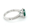ESTATE 1.66CT DIAMOND & AAA EMERALD 18KT WHITE GOLD 3D CUSHION ENGAGEMENT RING