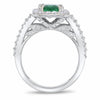 3.22CT DIAMOND & AAA EMERALD 14KT WHITE GOLD 3D SQUARE & ROUND ENGAGEMENT RING