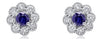 ESTATE .68CT DIAMOND & AAA SAPPHIRE 14K WHITE GOLD FLOWER FILIGREE STUD EARRINGS