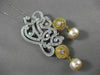ANTIQUE MASSIVE 2.90CT DIAMOND & PEARL 18K TWO TONE GOLD FILIGREE PENDANT BROOCH