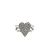 ESTATE .53CT DIAMOND 18KT WHITE GOLD 3D ROUND PAVE HEART DOUBLE BAND FUN RING