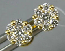 ESTATE SMALL .33CT DIAMOND 18KT YELLOW GOLD CLASSIC FLOWER CLUSTER STUD EARRINGS