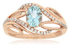 .86CT DIAMOND & AAA AQUAMARINE 14K ROSE GOLD 3D OVAL & ROUND MULTI LEAF FUN RING