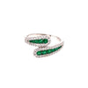 .73CT DIAMOND & AAA EMERALD 18KT WHITE GOLD 3D GRADUATING CRISS CROSS LOVE RING