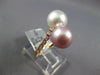 WIDE .25CT DIAMOND & AAA WHITE & PINK SOUTH SEA PEARL 18KT ROSE GOLD LOVE RING