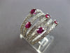 EXTRA LARGE 2.66CT DIAMOND & AAA RUBY 14K WHITE GOLD OVAL & ROUND MULTI ROW RING