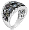 LARGE 3.80CT WHITE & MULTI COLOR MULTI SHAPE DIAMOND 18K WHITE & BLACK GOLD RING