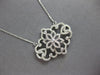 LARGE & LONG .97CT DIAMOND 14KT WHITE GOLD DOUBLE HEART FILIGREE LOVE NECKLACE