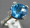 LARGE 6.92CT DIAMOND & AAA BLUE TOPAZ 14KT WHITE GOLD 3D OVAL & ROUND FUN RING