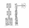 LARGE 1.81CT DIAMOND 18KT WHITE GOLD 3D ROUND & BAGUETTE SQUARE HANGING EARRINGS