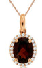 1.54CT DIAMOND & AAA GARNET 14KT ROSE GOLD CLASSIC OVAL & ROUND FLOATING PENDANT