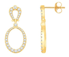 ESTATE .77CT DIAMOND 14KT YELLOW GOLD GRADUATING OVAL TEAR DROP HANGING EARRINGS