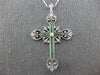 ANTIQUE LARGE 1.5CT ROSE CUT &OLD MINE DIAMOND & EMERALD 14K WHITE GOLD NECKLACE