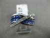 ESTATE WIDE 3.02CT DIAMOND & OMBRE AAA SAPPHIRE 14K WHITE GOLD 3D MULTI ROW RING
