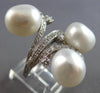 ESTATE EXTRA LARGE .90CT DIAMOND & PEARL 18KT WHITE GOLD MULTI ROW RING #28108