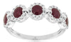 1.47CT DIAMOND & AAA RUBY 14K WHITE GOLD 3D 5 STONE HALO FLOWER ANNIVERSARY RING