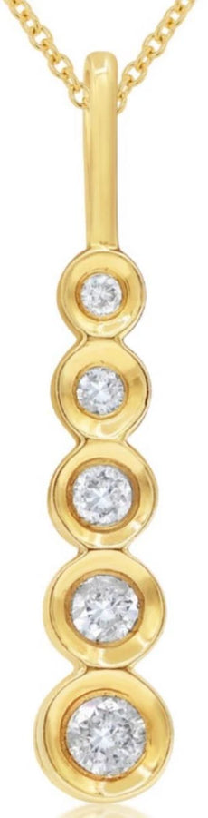 .15CT DIAMOND 14KT YELLOW GOLD CLASSIC GRADUATING JOURNEY LOVE FLOATING PENDANT