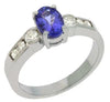 1.19CT DIAMOND & AAA TANZANITE 14KT WHITE GOLD 3D OVAL & ROUND ENGAGEMENT RING