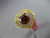 GIA LARGE 2.22CT MULTI COLOR DIAMOND 18K 2 TONE GOLD DOUBLE HALO ENGAGEMENT RING