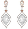 LARGE 6.40CT DIAMOND 18K WHITE & ROSE GOLD DOUBLE HEART CLIP ON HANGING EARRINGS
