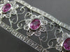 ESTATE WIDE 4.47CT DIAMOND & AAA PINK SAPPHIRE 14KT WHITE GOLD FLORAL BRACELET