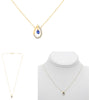 .26CT DIAMOND & AAA SAPPHIRE 14K YELLOW GOLD 3D PEAR SHAPE & ROUND LOVE NECKLACE