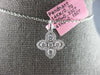 ESTATE .48CT DIAMOND 14KT WHITE GOLD 3D FLOWER LOVE FLOATING PENDANT