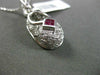 ESTATE .57CT DIAMOND & RUBY 14KT WHITE GOLD FILIGREE MILGRAIN BABY SHOE PENDANT