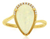 2.29CT DIAMOND & AAA OPAL 14K YELLOW GOLD PEAR SHAPE & ROUND SOLITAIRE LOVE RING