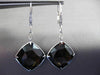 ANTIQUE LARGE 20.14CTW DIAMOND & SMOKY TOPAZ 18K WHITE GOLD 3D HANGING EARRINGS