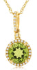 1.92CT DIAMOND & AAA PERIDOT 14K YELLOW GOLD ROUND CLASSIC HALO FLOATING PENDANT