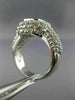 ESTATE LARGE 2.90CT DIAMOND & SAPPHIRE 14K WHTIE GOLD BEZEL HALO ENGAGEMENT RING