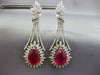 EXTRA LARGE 32.2CT DIAMOND & AAA RUBY 18K YELLOW GOLD TEAR DROP HANGING EARRINGS