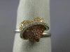 ESTATE .59CT WHITE & PINK DIAMOND 18K WHITE & ROSE GOLD 3D PUFF HEART  LOVE RING
