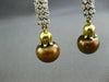ESTATE 4.10CT FANCY YELLOW & WHITE DIAMOND 18KT GOLD AAA BROWNISH PEARL EARRINGS