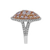 LARGE 3.87CT WHITE & PINK DIAMOND 18KT WHITE & ROSE GOLD MULTI SHAPE OVAL RING