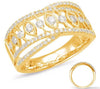 WIDE .62CT DIAMOND 14KT YELLOW GOLD ROUND & MARQUISE SHAPE CRISS CROSS LOVE RING