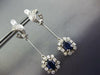 ANTIQUE 2.54CT DIAMOND & AAA SAPPHIRE 18KT WHITE GOLD 3D FLOWER HANGING EARRINGS