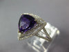 ESTATE LARGE 3.14CT DIAMOND & AAA AMETHYST 14KT WHITE GOLD 3D TRILLION HALO RING