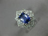LARGE 2.46CT DIAMOND & AAA CUSHION CUT TANZANITE 14KT WHITE GOLD ENGAGEMENT RING