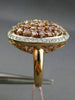 ESTATE LARGE 1.64CT PINK & WHITE DIAMOND 18KT 2 TONE GOLD 3D OVAL FILIGREE RING