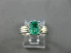 ESTATE .97CT DIAMOND & EMERALD 14KT WHITE GOLD ENGAGEMENT RING BEAUTIFUL! #21750