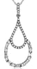 .46CT DIAMOND 14KT WHITE GOLD ROUND & BAGUETTE DOUBLE TEAR DROP FLOATING PENDANT