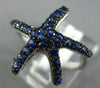 ESTATE WIDE .63CT AAA SAPPHIRE 18KT WHITE GOLD 3D CLASSIC STAR FISH FUN RING